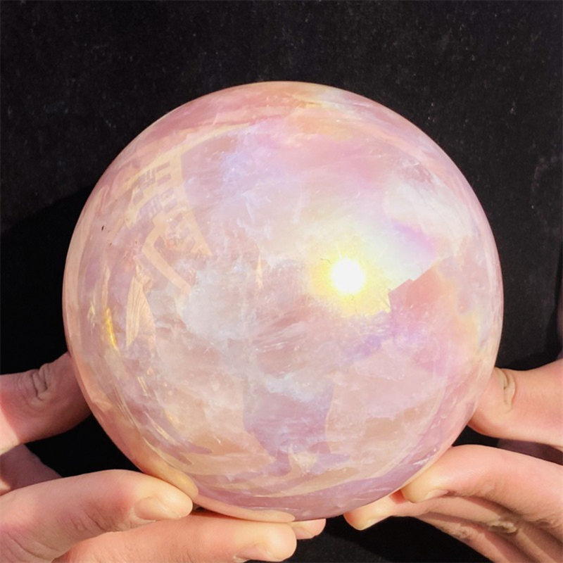 2210g Rose Crystal Ball Treasure electroplated Powder Energy Healing Sphere