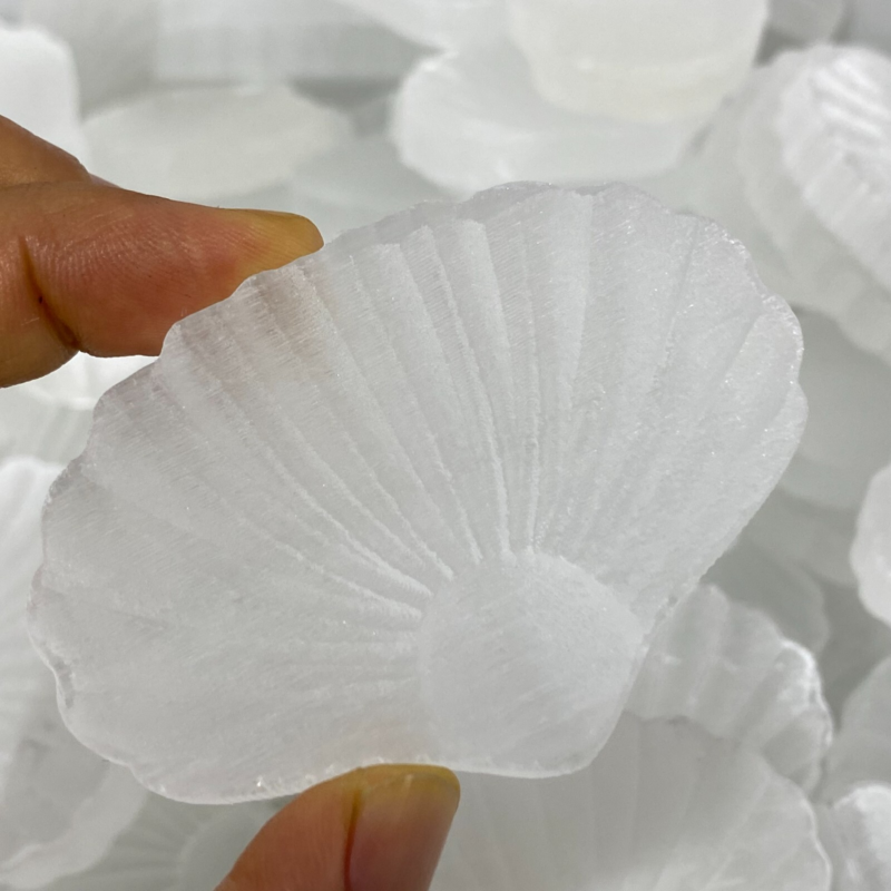 Natural Gypsum Selenite shell  Hand Carved Quartz Crystal Reiki healing 1PC