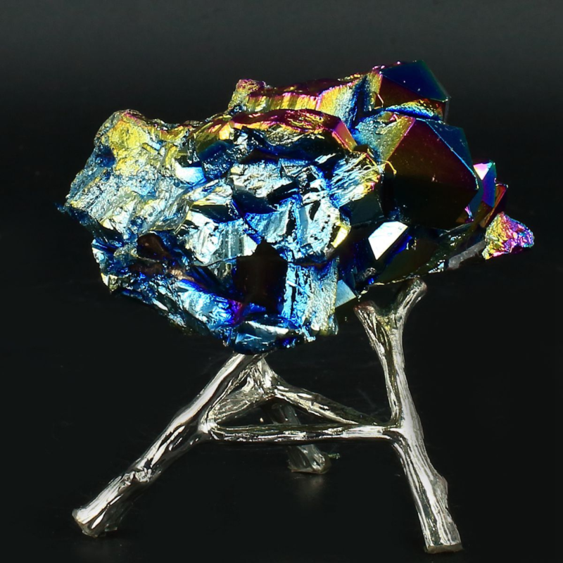 198g Colourful Crystal Cluster Quartz Mineral Specimen Decoration Electroplate