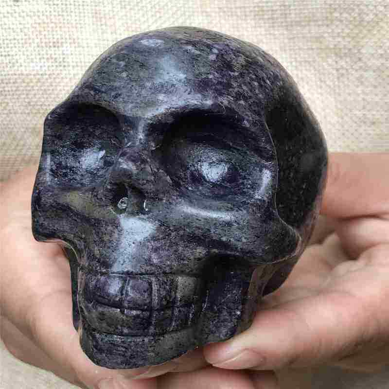 0.48kg Natural black jade quartz skull carved Quartz Crystal skull Healing