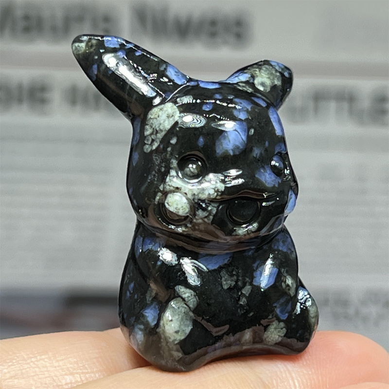 1.5" Natural quartz carved Pikachu skull Quartz crystal skull reiki healing