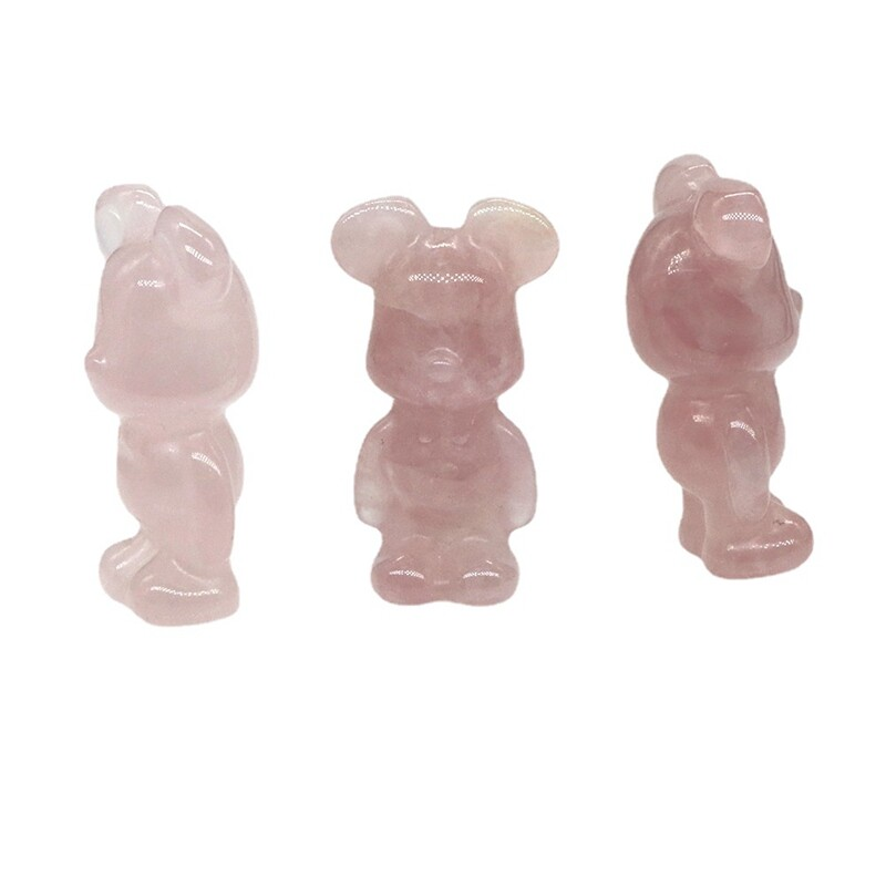 Natural Chakra Quartz Crystal Gloomy Little Bear Carved Animal Reiki Decor Gift
