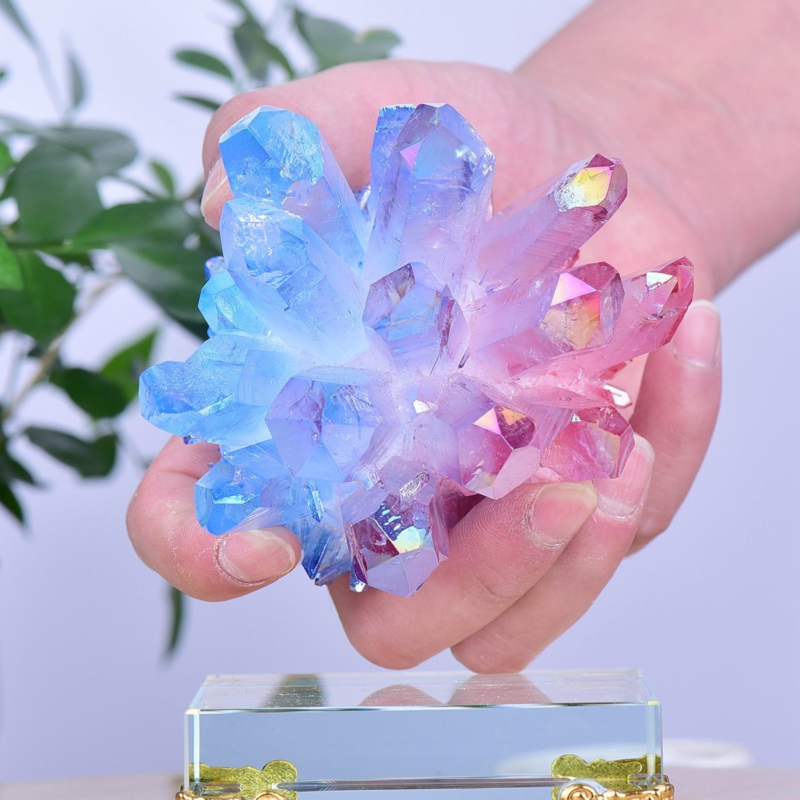 1.17LB Electroplated Color Crystal Cluster Crystal Mineral Reiki Healing