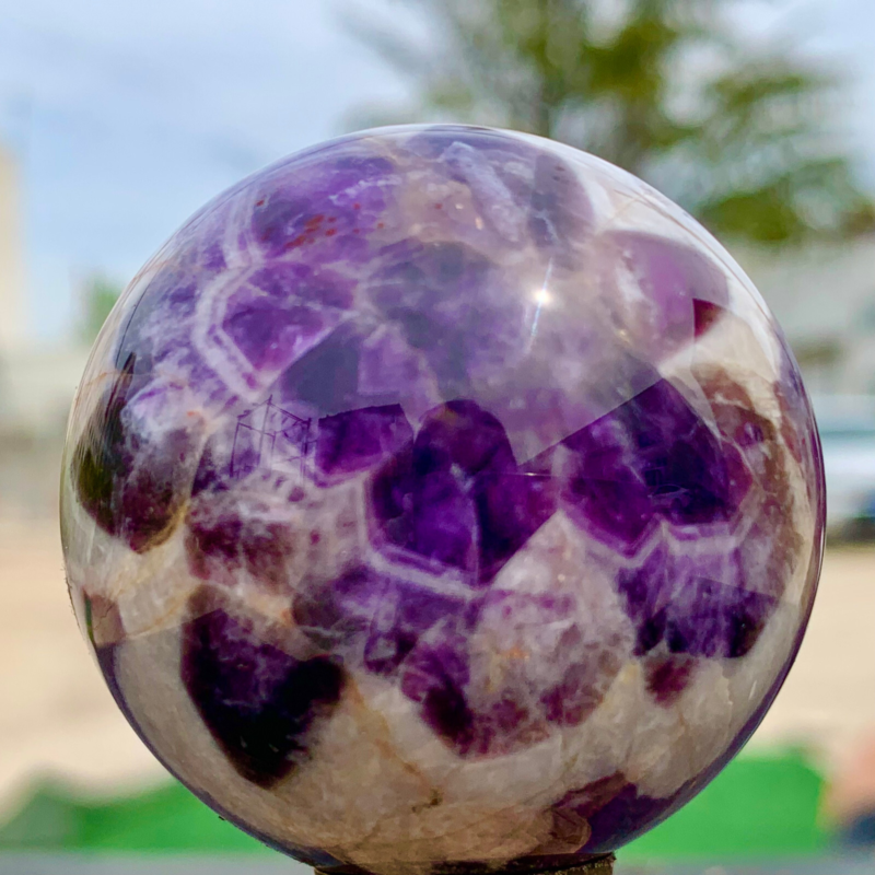 127G Natural beautiful Dream Amethyst Quartz Crystal Sphere Ball Healing