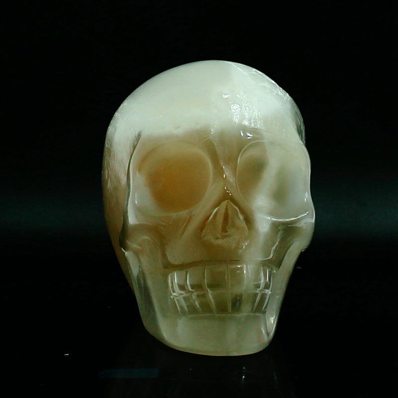 1070g Natural White Selenite Hand Carved Crystal Skull Quartz Meditation Medium
