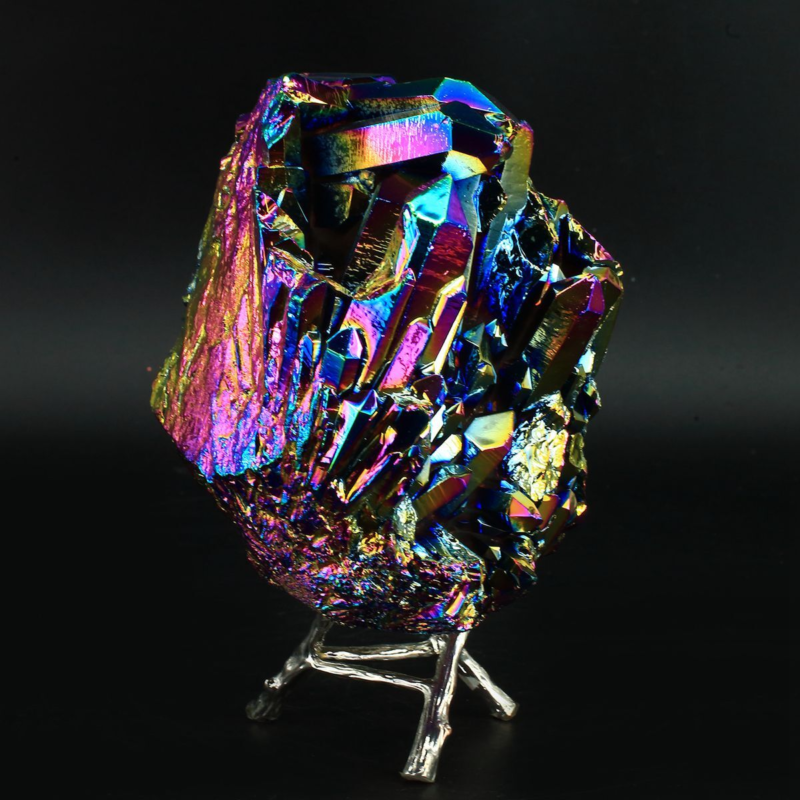 1058g Colourful Crystal Cluster Quartz Mineral Specimen Decoration Electroplate