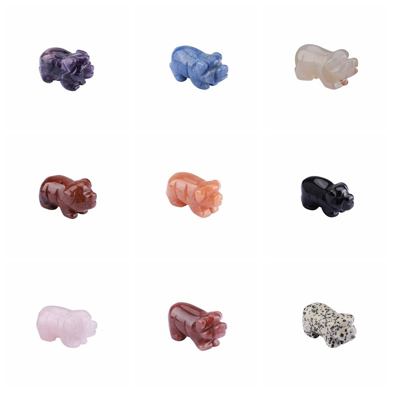 1.5&apos;&apos; Natural Quartz Crystal Cute Baby Piggy Hand Carved Healing Animal Decor