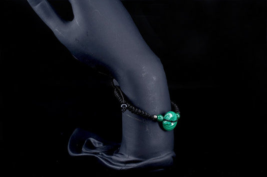 First quality natural Malachite rope bracelet - Height: 16 mm - Width: 16 mm- 9 g