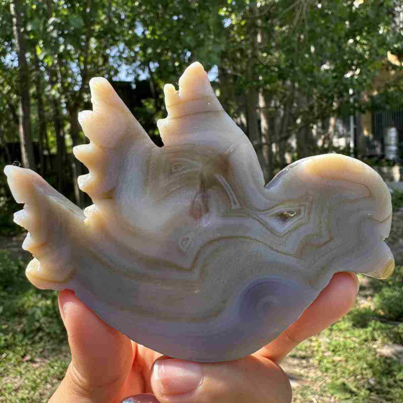 145g natural agate hand carved bird skull quartz crystal cluster reiki