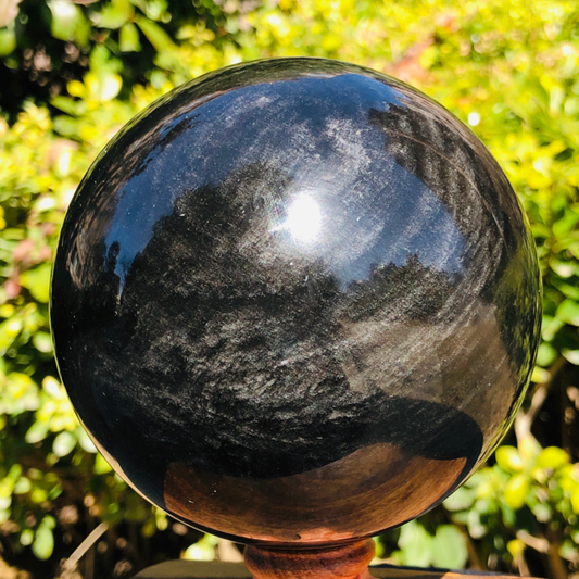 3.05LB TOP Natural Silver Obsidian Sphere Crystal quartz Ball Healing 798