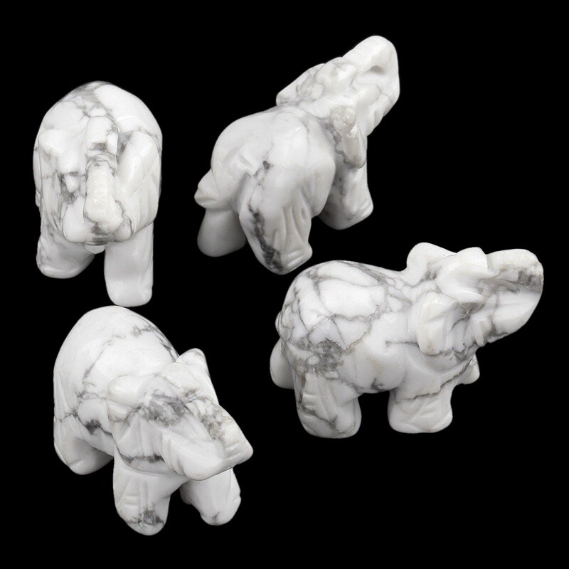 Natural Quartz Crystal Skull Carved Elephant Healing Gemstone Animal Sculpture