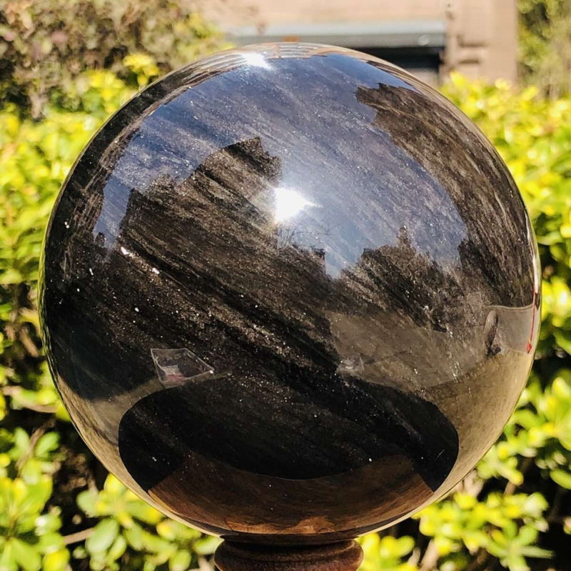 1740G HUGE Natural Silver Obsidian Sphere Crystal quartz Ball Healing 783