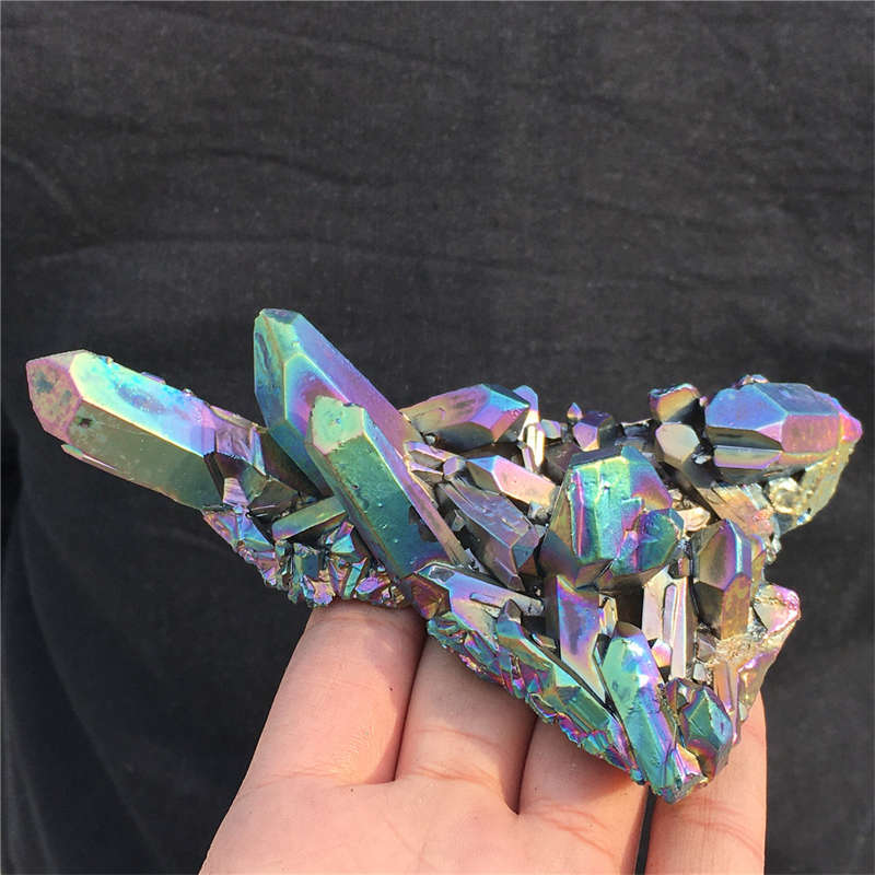 190g Electroplate Rainbow cluster quartz crystal mineral specimen reiki healing