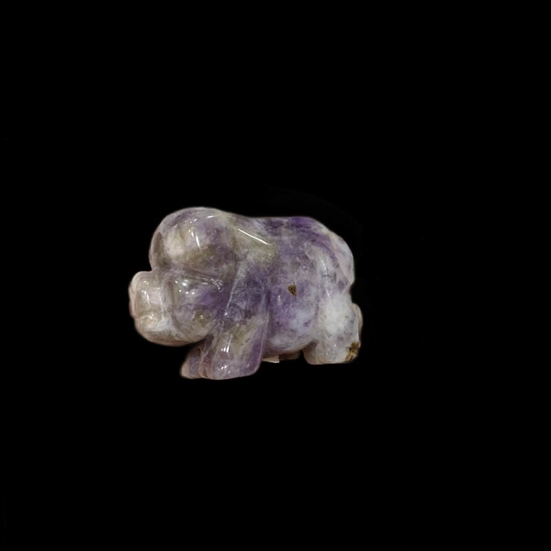 Raw Natural Quartz Crystal Skull Carved Pig Wild Boar Piggy Animal Healing Stone