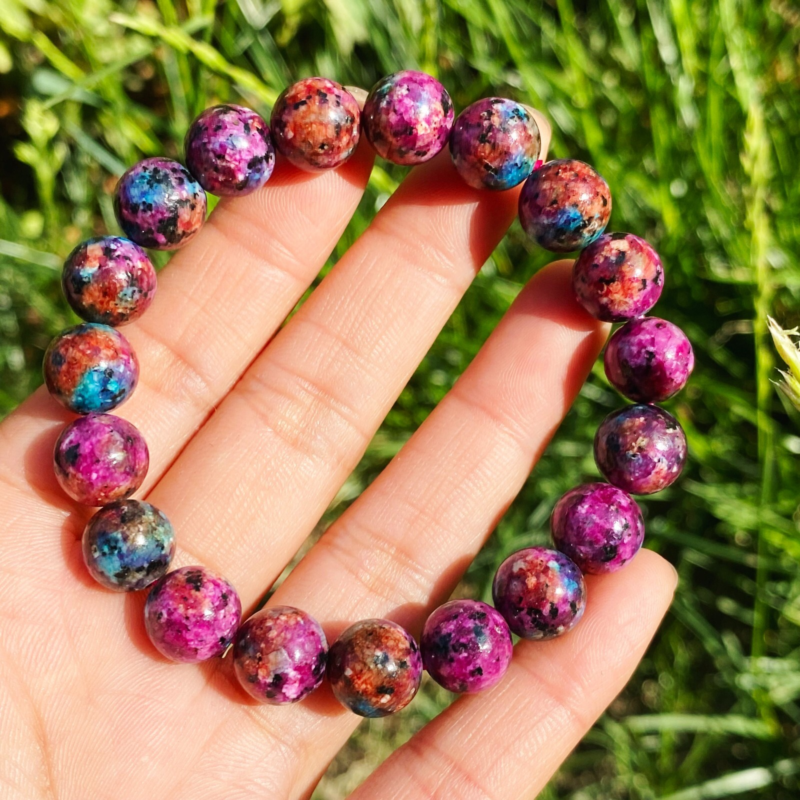 10mm 2pcs Beauty Glittering Color Azurite & Malachite Crystal Beads Bracelet