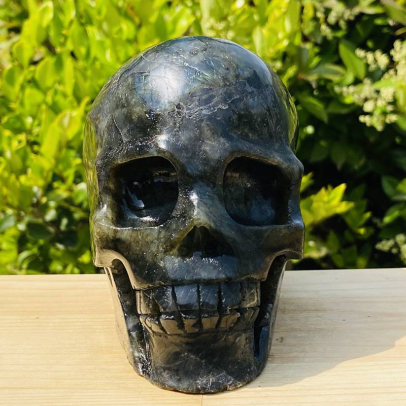 1531g Natural Beantiful Fluorite Quartz Skull Hand Carved Crystal Healing Skull
