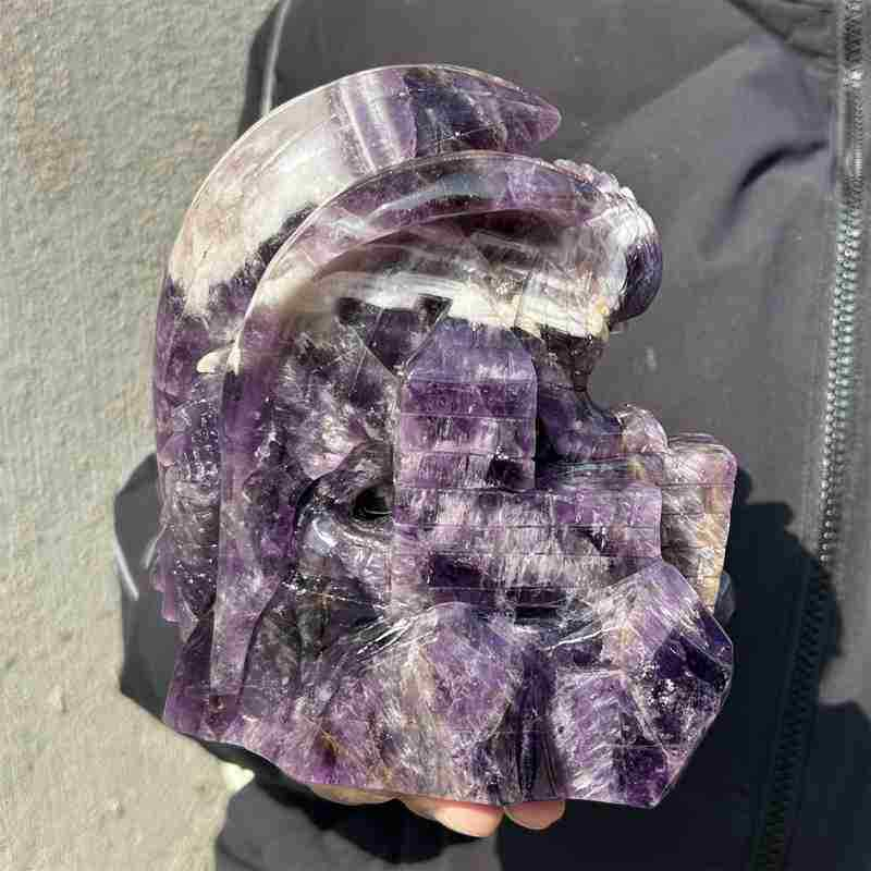 1.74kg Natural dreamy amethyst Dragon Castle carved Quartz Crystal skull Healing