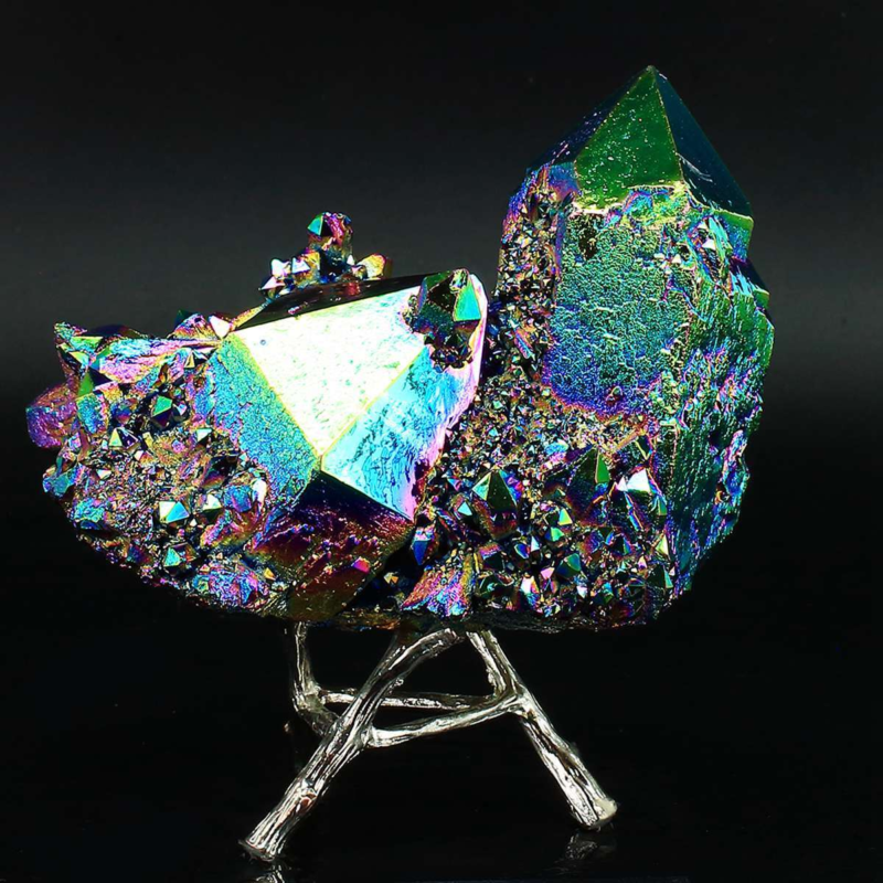 610g Colourful Crystal Cluster Quartz Mineral Specimen Decoration Electroplate