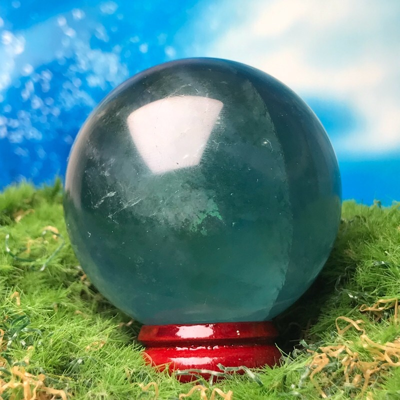 193G Natural Blue Fluorite Quartz Crystal Ball Sphere Polished Mineral Healing