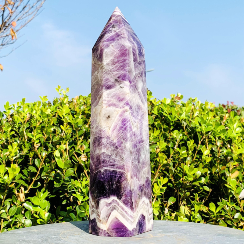 4.26LB Natural Dream Amethyst Quartz Crystal Obelisk Wand Point Healing Stone