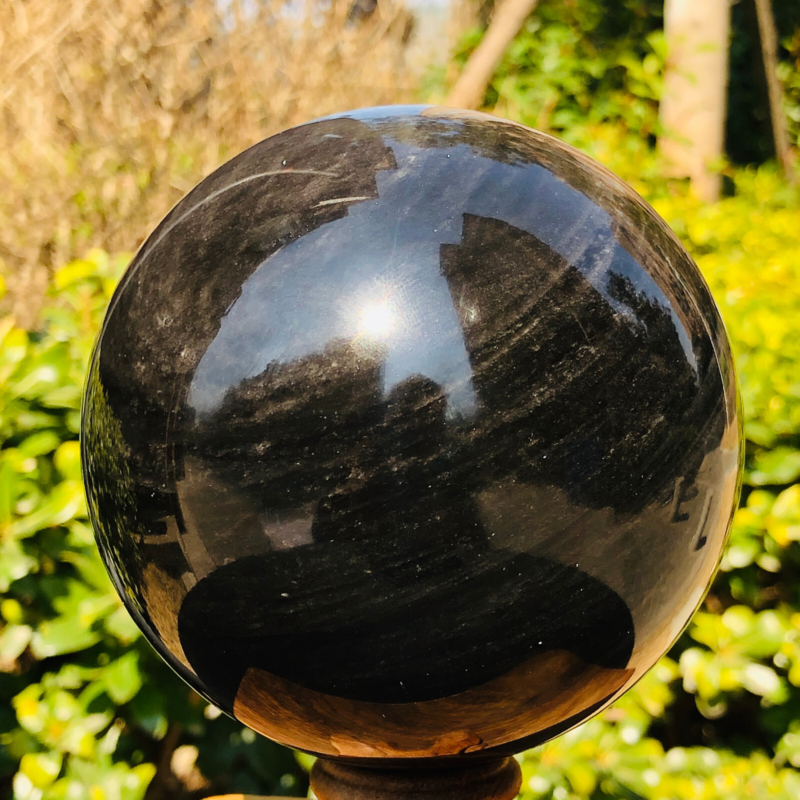1380g Natural Silver Obsidian Quartz Crystal Ball Sphere Healing HH318