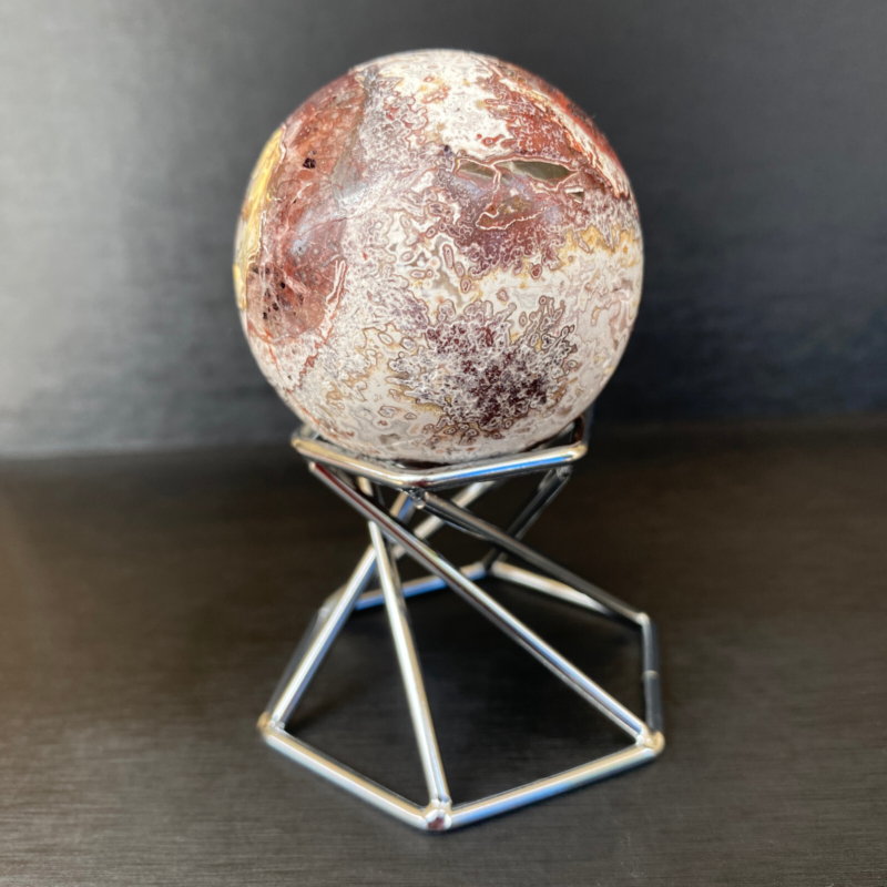 164g Natural Mexican agate ball crystal quartz sphere reiki healing Gem+ Stand