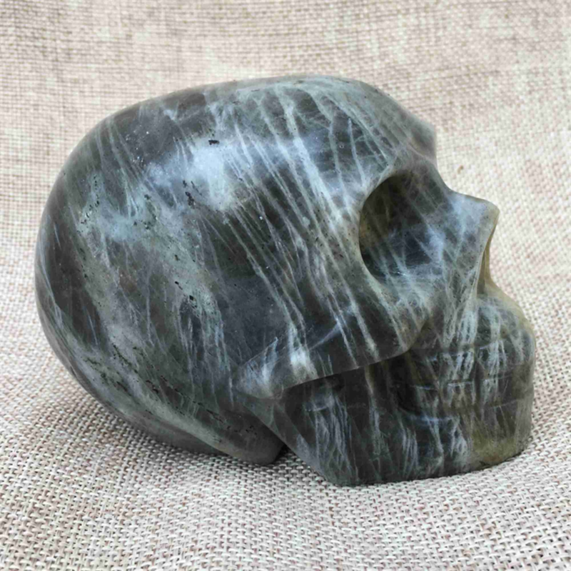Natural Labradorite Skull,Quartz Crystal Skull,Hand Carved,Home