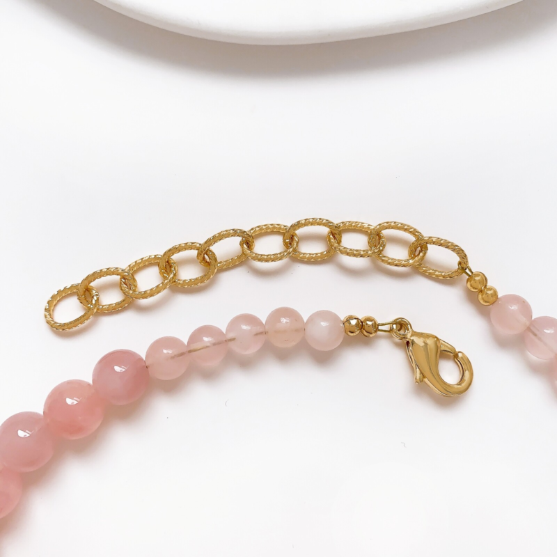 Natural Healing 10mm Rose Quartz Butterfly Pink Stone Love Choker Necklace