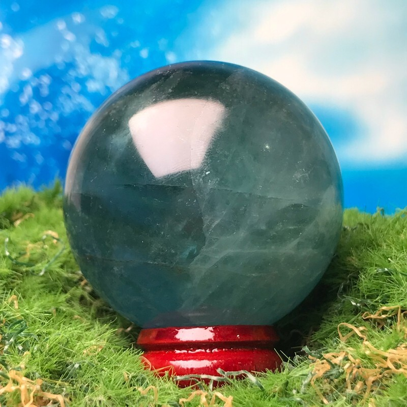 193G Natural Blue Fluorite Quartz Crystal Ball Sphere Polished Mineral Healing