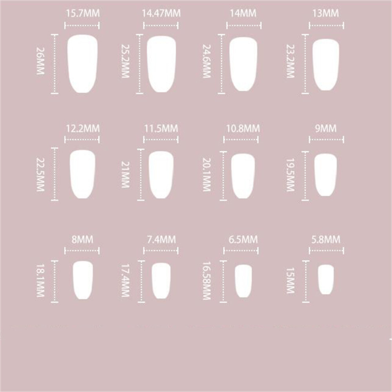 Pink Color Glitter False Nail Short Coffin Press on Nails for Nail Art 24pcs