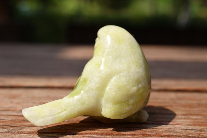 2.4" Natural Lantian jade Carved bird Reiki Creative Crystal Skull decor gift 1x