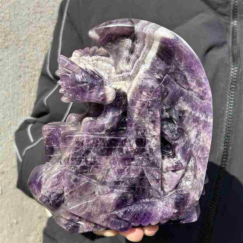 1.74kg Natural dreamy amethyst Dragon Castle carved Quartz Crystal skull Healing