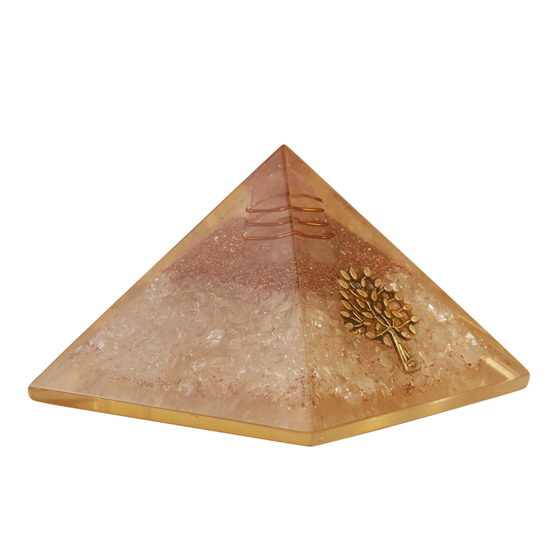 Clear Quartz Orgone Pyramid Tree Of Life Healing Energy Free Shipping