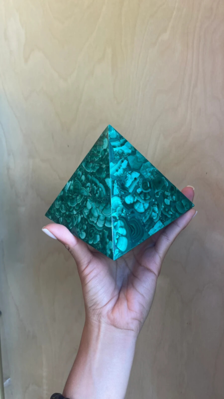 Natural Large Malachite pyramid, malachite sculpture, Extra Quality large Cube