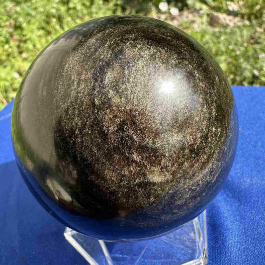 625g natural Gold obsidian sphere quartz crystal polished ball healingg