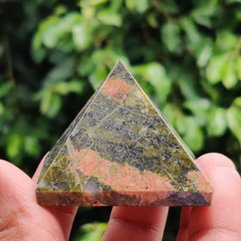 Natural Unakite Epidote Quartz Crystal Orgone Energy Pyramid Healing Stone Tower