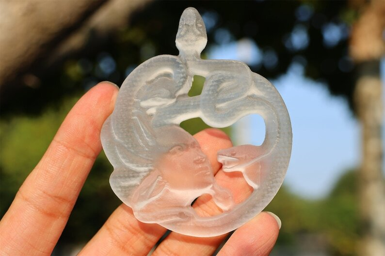3.1" Gypsum Medusa Natural Hand Carved Crystal Skull Reiki Crystal Decor 1pc