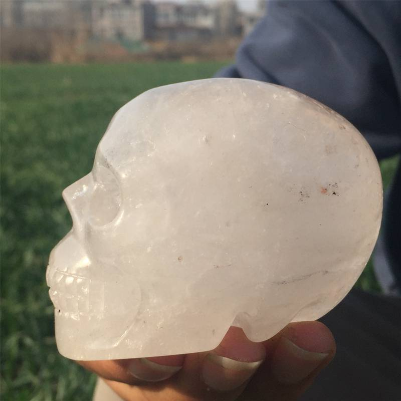 0.46kg Natural clear quartz skull carved Quartz Crystal skull Healing