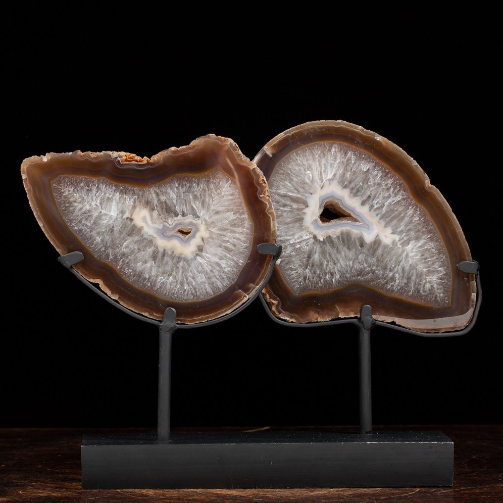 Decorative Brown Agate Slice on Custom Base - Height: 280 mm - Width: 360 mm- 2845 g