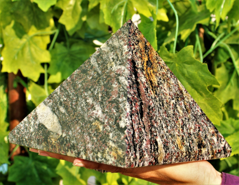Huge 17cm Red Ruby Spinel Matrix Crystal Healing Energy Gemstone Decor Pyramid