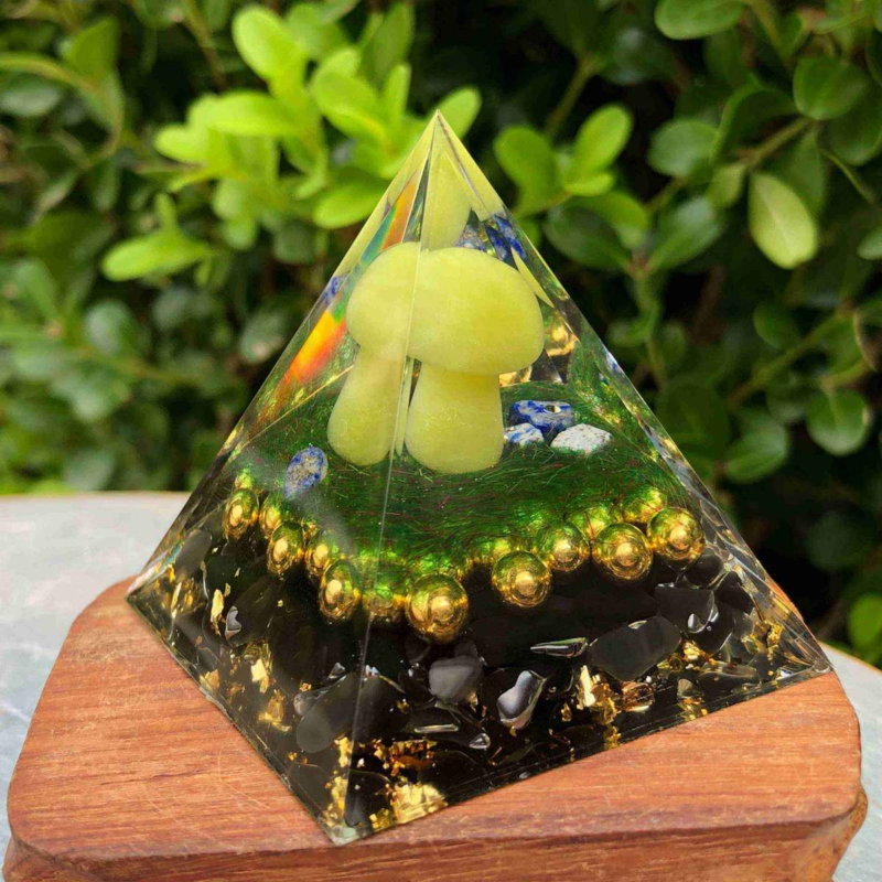5cmAogen Energy Natural Obsidian Gravel Mushroom Pyramid Healing Meditation