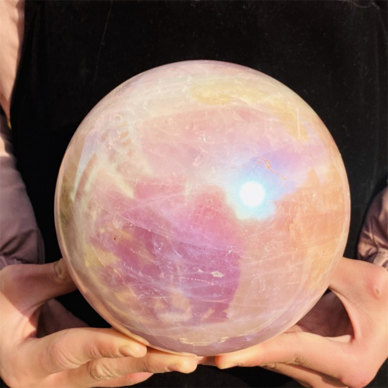 5510g Rose Crystal Ball Treasure electroplated Powder Healing Sphere