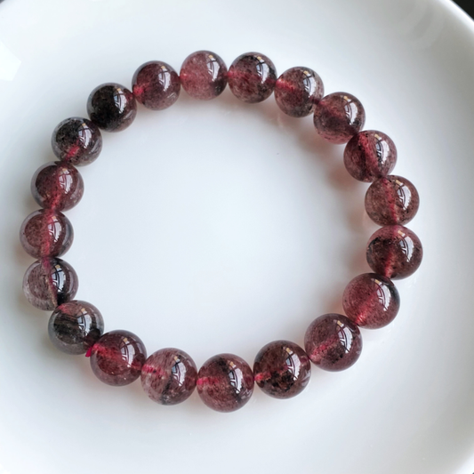 10mm Natural Beautiful Red Strawberry Mica Quartz Crystal Beads Bracelet