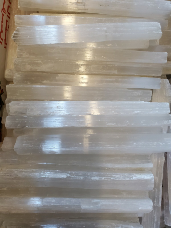 Selenite Sticks Collection 1 Lb Natural White Gypsum Crystal Blades Wands 5.5"
