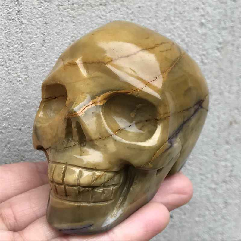 0.41kg Natural Mookite Jasper skull carved Quartz Crystal skull Healing
