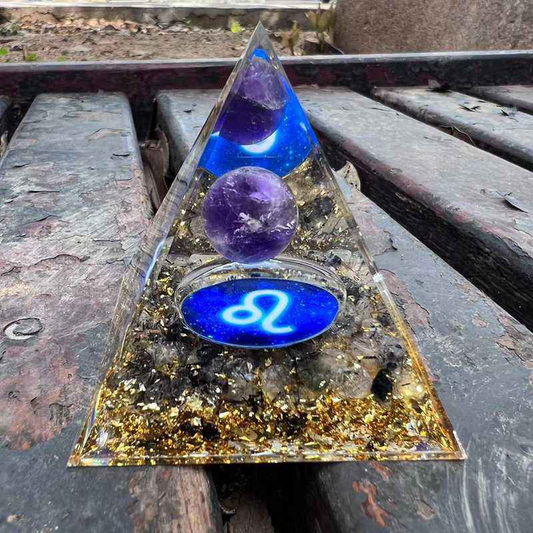 Natural Amethyst Sphere Leo Pyramid Quartz Crystal Twelve Constellations Tower