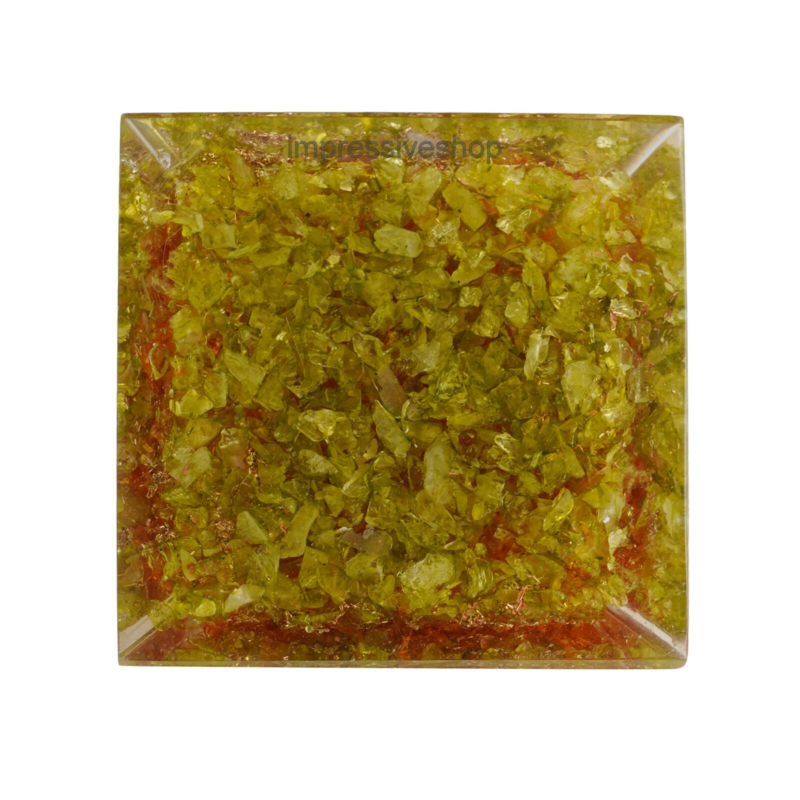 XL Clear Red Peridot Onyx Orgone Pyramid Reiki Crystal Healing Free Shipping