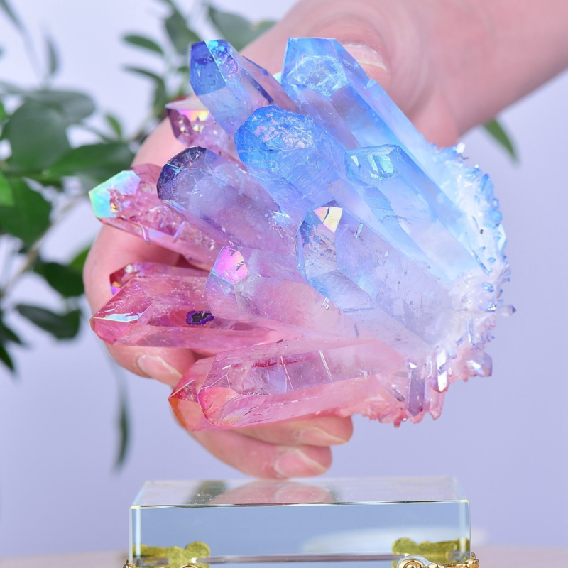 1.43LB Electroplated Color Crystal Cluster Crystal Mineral Reiki Healing