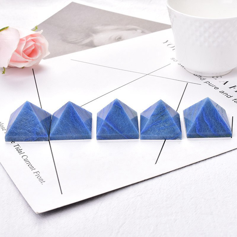 Natural Blue Aventurine Jasper Quartz Crystal Chakra Tower Pyramid Healing Decor