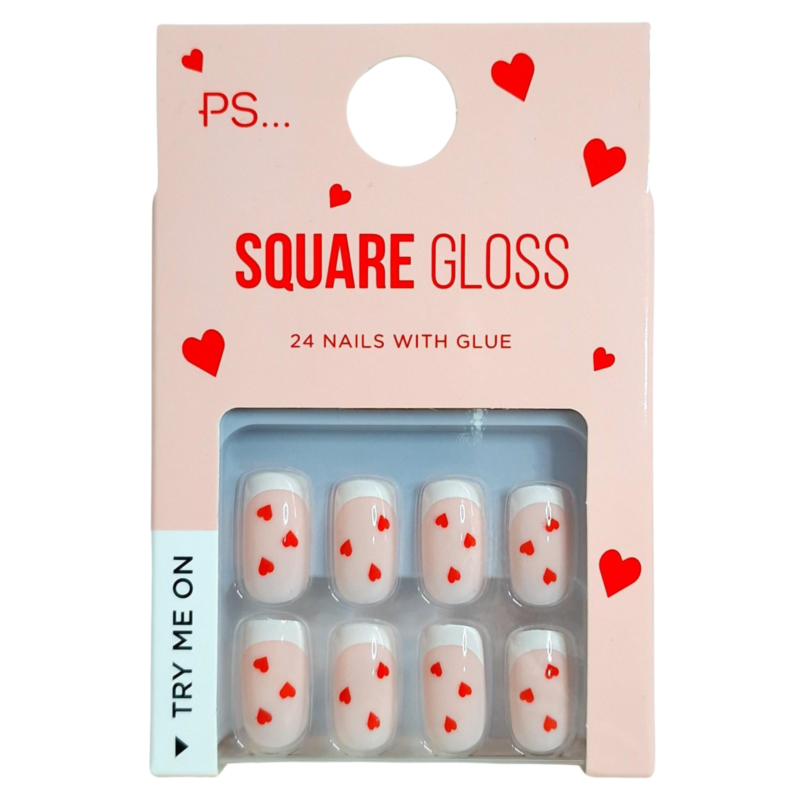 False Nails Press On Fake Tips Stick Coffin Square Full Cover Primark Glue 24pk